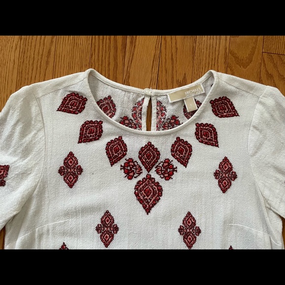 MICHAEL by Michael Kors White T-Shirt Dress with detailed embellishments- Size 8 - Picture 4 of 9